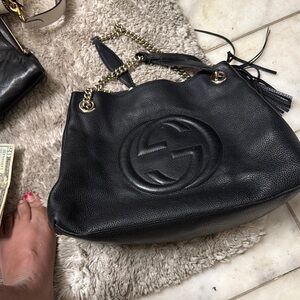 Black Leather Designer Shoulder Bag